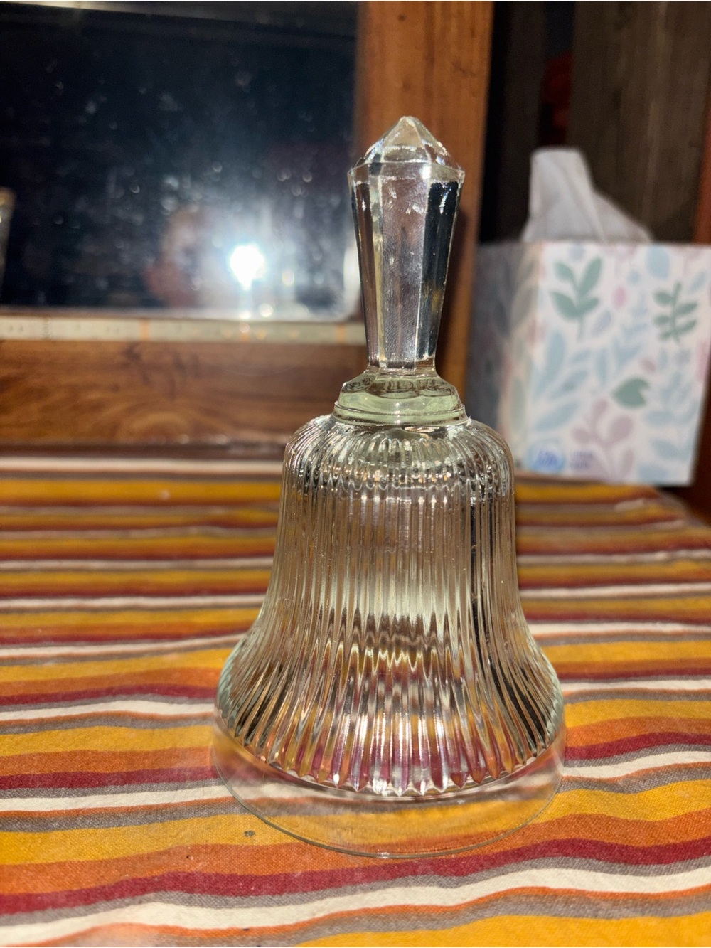 Ribbed crystal Bell - Clear Decorative Hand Bell